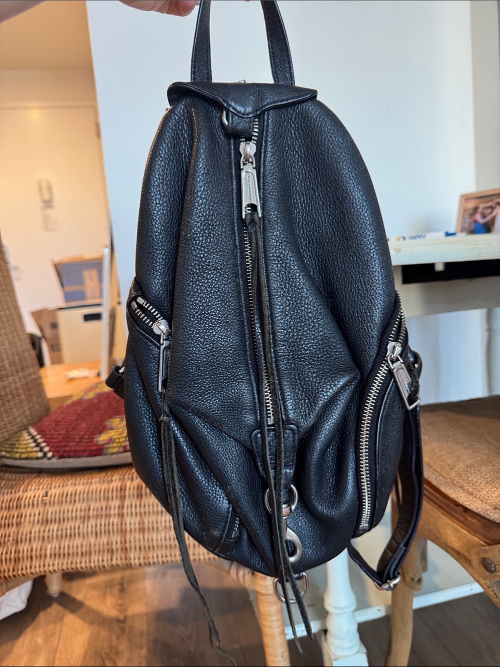 Rebecca Minkoff Black Pebbled Leather Backpack Sling